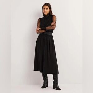 NWT Boden Black Tulle Sleeve Midi Party Dress - size US 8